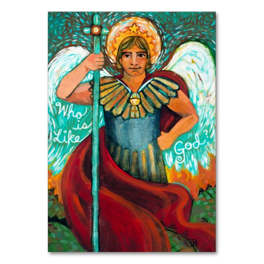 Individuelle St. Michael Archangel-Gebetskarte Tischnummer (Vorderseite)