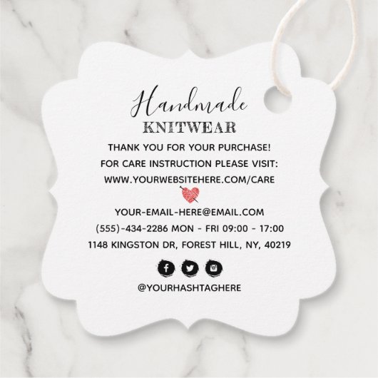 Individuelle Strick für kleine Unternehmen liefern Geschenkanhänger (Rückseite)