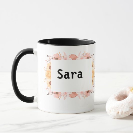 Individuelle Tasse für Sara - Chic Gold Botanical  (Mit Donut)