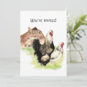 Individuelle Termine Geburtstagsparty Hühnerfarm I Einladung (Stehend Vorderseite)