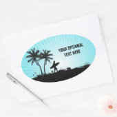 Individuelle Textaufkleber für Beach Surfer Ovaler Aufkleber (Umschlag)