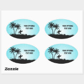 Individuelle Textaufkleber für Beach Surfer Ovaler Aufkleber (Blatt)