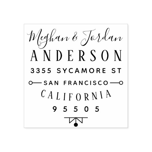 Individuelle Typografie Elegante Couple-Rücksendea Gummistempel (Prägung)