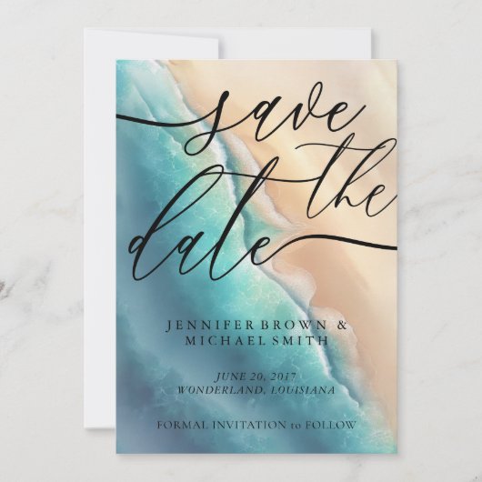Individuelle Unterschrift für Ocean Beach Save The Date (Vorderseite)