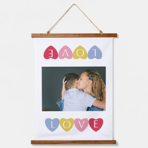 Individuelle Valentin-Tag-Liebe-Foto-Collage Wandteppich Mit Holzrahmen