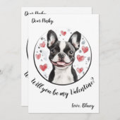 Individuelle Valentinstag-Karte Boston Terrier Feiertagskarte (Vorne/Hinten)