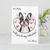 Individuelle Valentinstag-Karte Boston Terrier Feiertagskarte (Stehend Vorderseite)