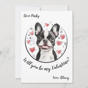 Individuelle Valentinstag-Karte Boston Terrier Feiertagskarte