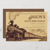 Individuelle Vintage Lokomotive 60. Geburtstag Ein Einladung (Vorne/Hinten)