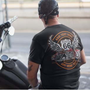 Individuelle Vintage-Motorrad Route 66 Engel Flüge T-Shirt