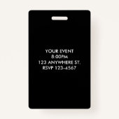 Individuelle VIP All Access Concept Abzeichen Einl Ausweis (Rückseite)