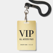 Individuelle VIP All Access Concept Imitats Gold Ausweis (Vorderseite mit Schlüsselband)
