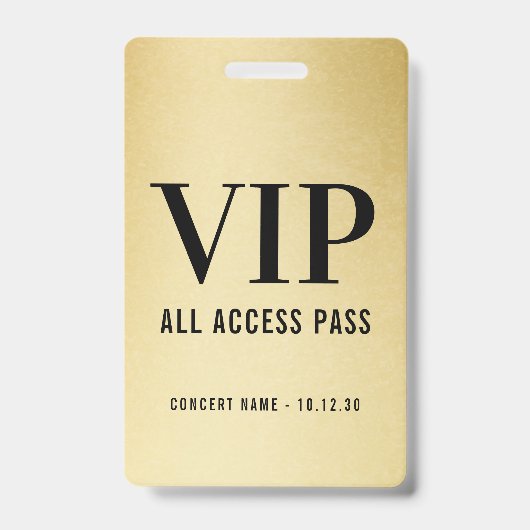 Individuelle VIP All Access Concept Imitats Gold Ausweis (Vorderseite)