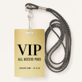 Individuelle VIP All Access Concept Imitats Gold Ausweis (Vorderseite mit Schlüsselband)