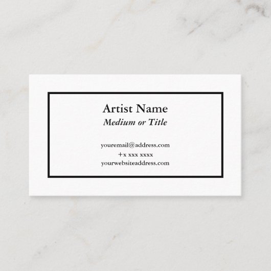 Individuelle Visitenkarte für Künstler (Vorderseite)