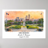 Individuelle Wandkunst Des Moines, Iowa Poster (Vorne)