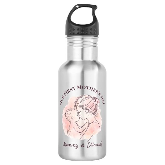 Individuelle Wasserflasche zum ersten Muttertag fü (Vorderseite)