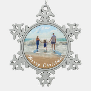 Individuelle Weihnachtsdekoration im Foto Design I Schneeflocken Zinn-Ornament