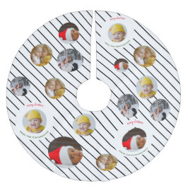 Individuelle Weihnachtsfeier mit vier Fotos 🎄 Wei Polyester Weihnachtsbaumdecke