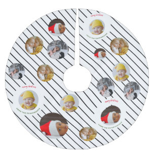 Individuelle Weihnachtsfeier mit vier Fotos 🎄 Wei Polyester Weihnachtsbaumdecke