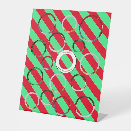 Individuelle Weihnachtsfeier mit vier Fotos 🎄 Wei Sockelschild (Vorderseite)