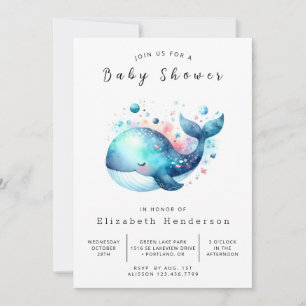 Individuelle Whale Baby Dusche Einladung