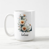 Individuelle Wildblumen-Monogramm-Tasse zum Mutter Kaffeetasse (Links)