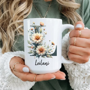Individuelle Wildblumen-Monogramm-Tasse zum Mutter Kaffeetasse
