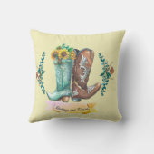 individuellen Namen Newlyweds Rustic Cowboy Boots  Kissen (Rückseite)