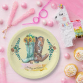 individuellen Namen Newlyweds Rustic Cowboy Boots Pappteller (Party)