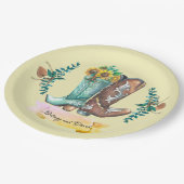 individuellen Namen Newlyweds Rustic Cowboy Boots Pappteller (Schrägansicht)