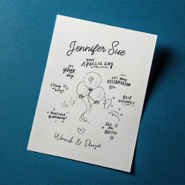 Individuellen Namens Doodle Modern Balloon Geburts Einladung