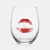 Individuellen Namens Red Lips Script Liebe Weinglas Ohne Stiel (Vorderseite)