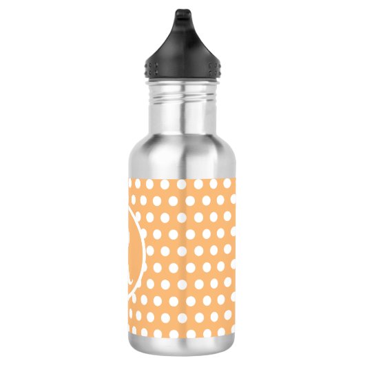 Individueller Anfangsbuchstabe Polka Dot Light Ora Edelstahlflasche (Rechts)