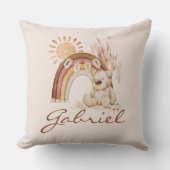 Individueller Babyname Boho Bear Rainbow Sunshine Kissen (Vorderseite)