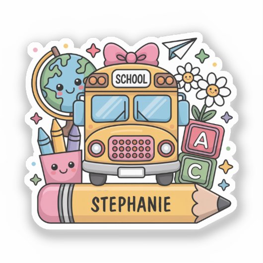 Individueller Back-to-School-Bus - Individualisier Aufkleber (Vorderseite)