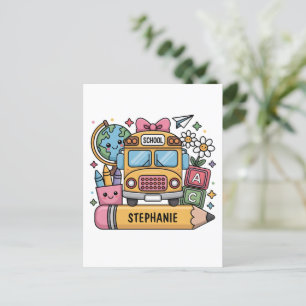 Individueller Back-to-School-Bus - Individualisier Postkarte