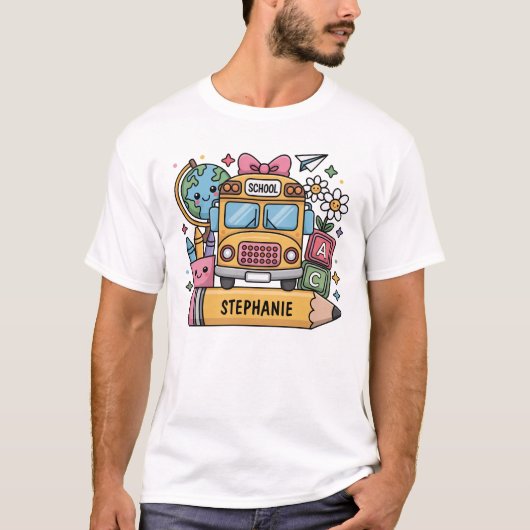 Individueller Back-to-School-Bus - Individualisier T-Shirt (Vorderseite)