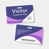 Individueller Barcode für Firmenbesucher Lila Ausweis (Vorder- & Rückseite)