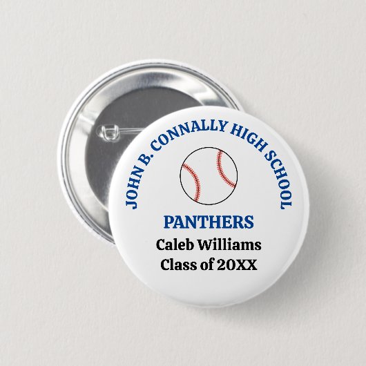 Individueller Baseballspieler der Blue High School Button (Vorne & Hinten)