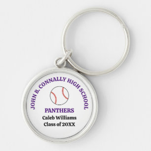 Individueller Baseballspieler der Purple High Scho Schlüsselanhänger