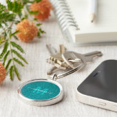 Individueller blauer Glitter-Monogramm-Name Schlüsselanhänger (Seite)