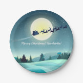 individueller Cartoon für Flying Sleigh Pappteller (Vorderseite)