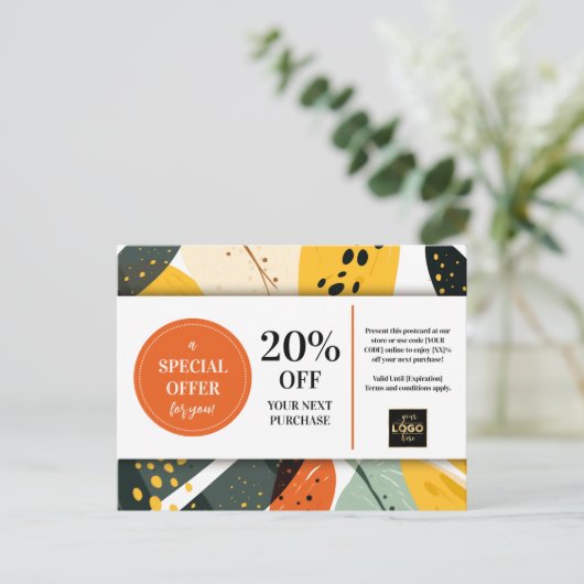 Individueller Couponnachlass Modernes Abstraktes M Postkarte (Stehend Vorderseite)