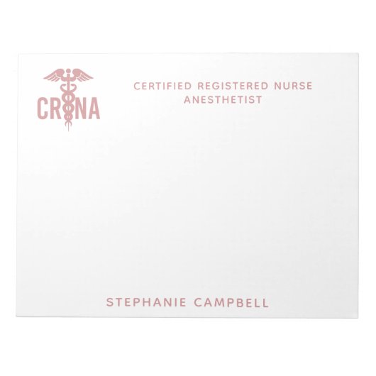 Individueller CRNA zertifizierter Krankenpfleger Notizblock (Vorderseite)