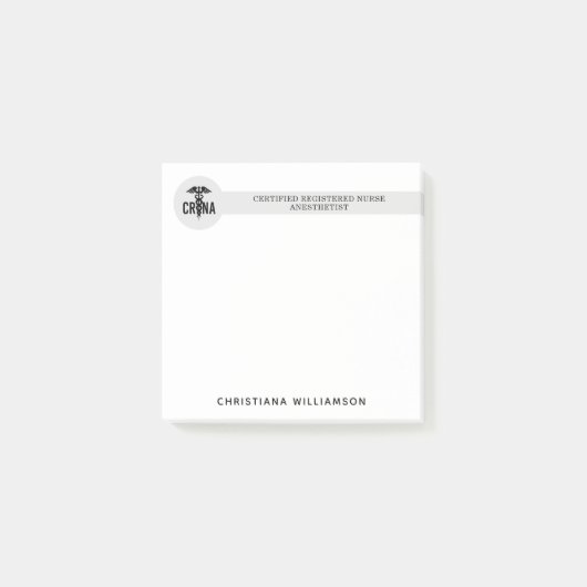 Individueller CRNA zertifizierter Krankenpfleger Post-it Klebezettel (Vorderseite)