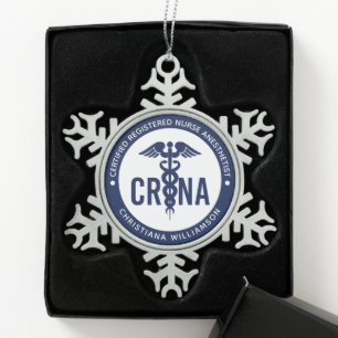 Individueller CRNA zertifizierter Krankenpfleger Schneeflocken Zinn-Ornament