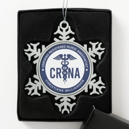 Individueller CRNA zertifizierter Krankenpfleger Schneeflocken Zinn-Ornament (Box)