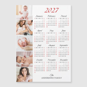 Individueller Familienfoto-Collage 2027-Kalenderma Magnetkarte