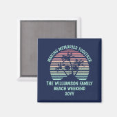 Individueller Familienurlaub Retro Tropical Beach  Magnet (Vorderseite/Rückseite)